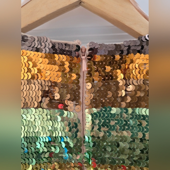 NWT!! Mac Duggal, Multicolor Long Sleeve Sequin Rainbow Dress, MSRP $598 - Picture 11 of 11